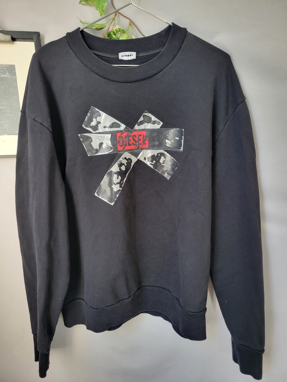 Diesel Logo Tape Crew Neck Sweatshirt Sweater Black XL